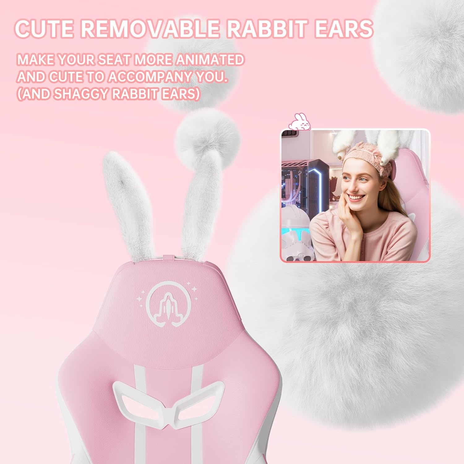 ZHISHANG Silla de juegos rosa para niñas, silla de jugador Kawaii para adolescentes, adultos, mujeres, silla de computadora ergonómica con soporte