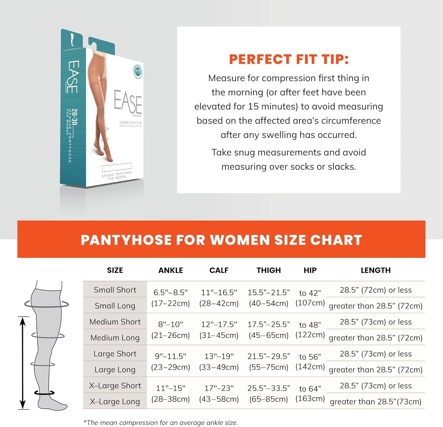 Pantimedias de apoyo para mujer de Ease Opaque  30-40mmHg firmes Graduados Medias de compresión