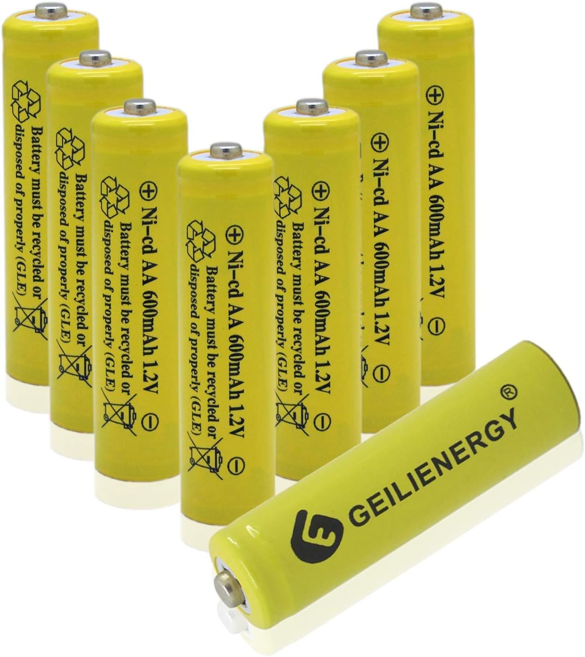 GEILIENERGY Paquete de 12 baterías recargables NiMH AA para luces solares con 8 pilas recargables NiCd AA para luces solares