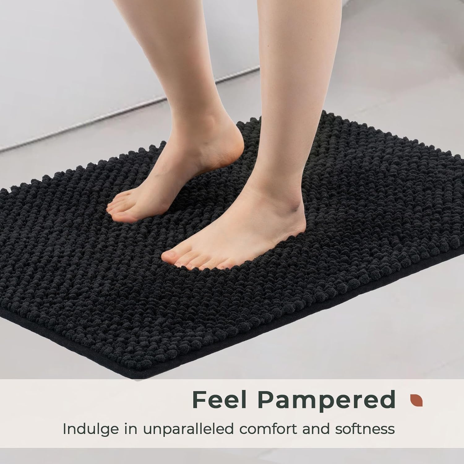 FRESHMINT Juego de 2 alfombras de baño de felpilla de 17 x 24 pulgadas + 20 x 32 pulgadas, antideslizantes, para baño, absorbentes de agua,