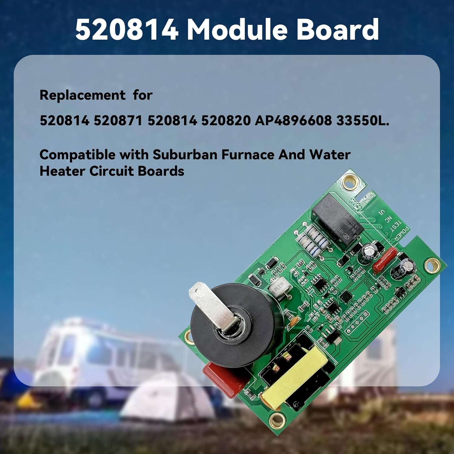 520814 Placa de control de calentador de agua compatible con horno suburbano, placa de módulo de CC de 12 voltios, repuesto para 520814 520871