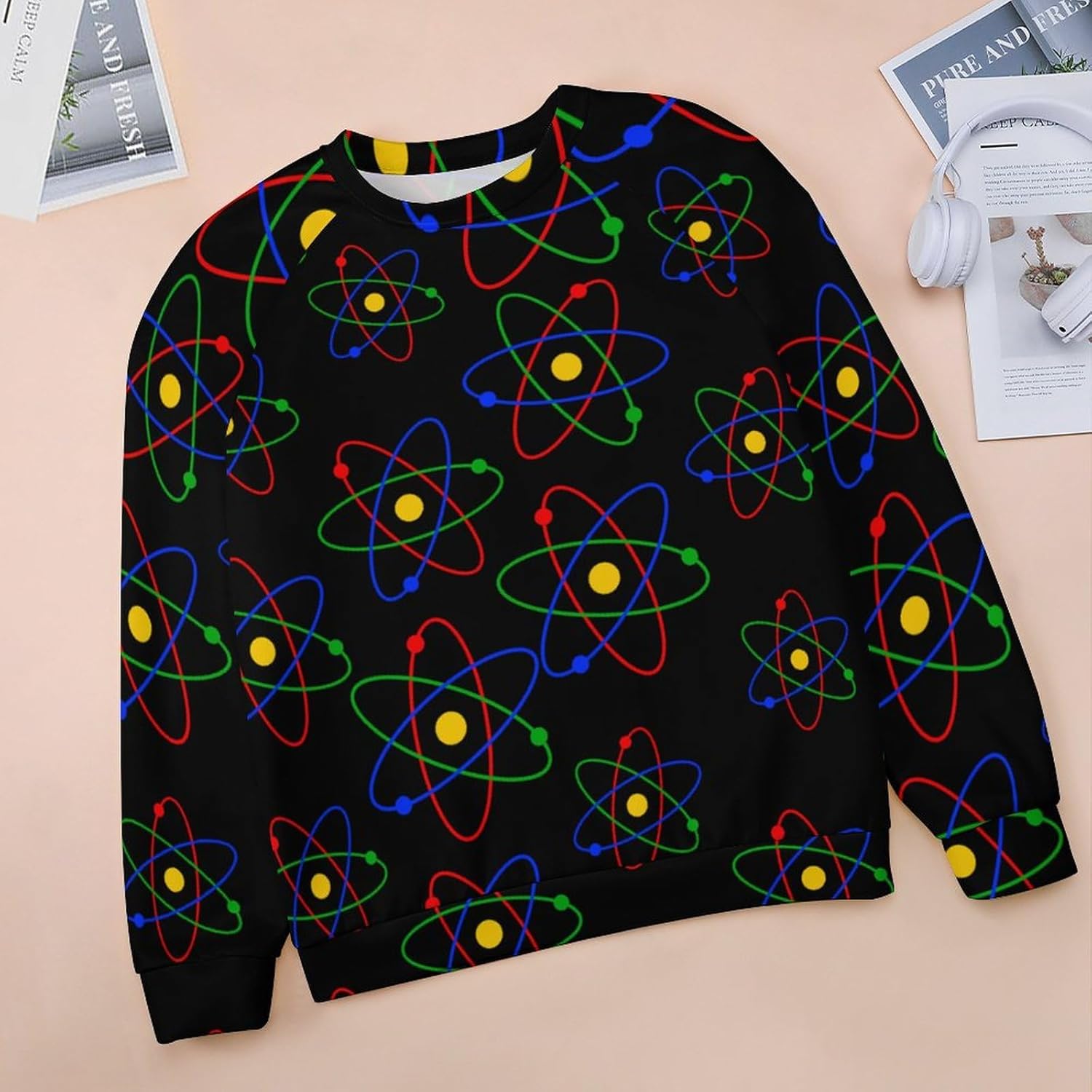 Science Atom Logo Women’s Graphic Long Sleeve Sweatshirt Casual Crewneck Pullover Relaxed Fit Tops