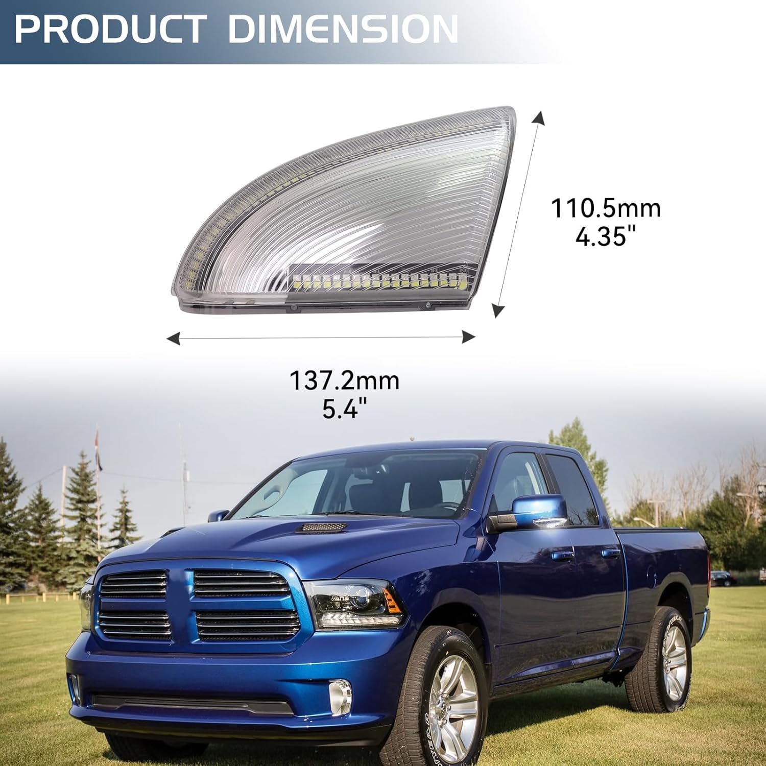 Conjunto de lámpara de charco de señal de giro LED con lente transparente Switchback para Dodge Ram 1500 2500 3500 2009-2018 camión de remolque