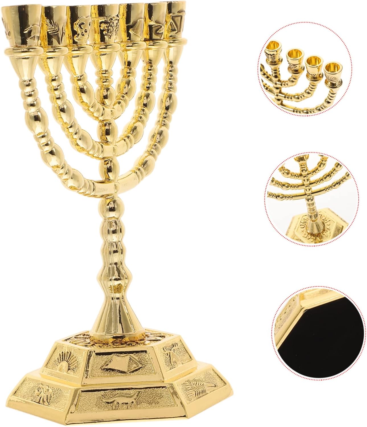 IMIKEYA 7 decoraciones de mesa, decoración de mesa de comedor, decoración de mesa de comedor, menorá de siete ramas, 12 tribus de Israel, portavelas