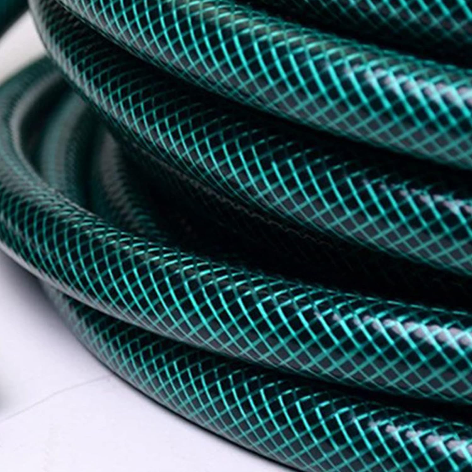 Manguera de jardín de PVC de 12 pulgada, color verde, resistente, con accesorios de latón macizo, sin fugas, flexible, para exteriores, césped,