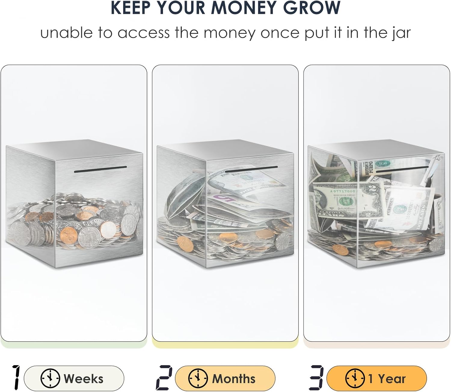 Vcertcpl – Alcancía para adultos debe romperse para abrir, caja de dinero de acero inoxidable segura para ahorrar efectivo, alcancía irrompible para