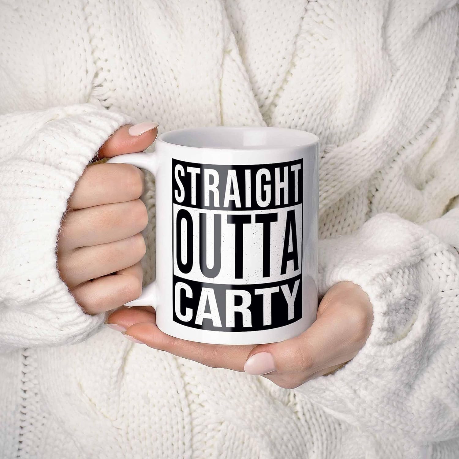 Carty Last Name Gift. Personalized, Custom Straight Outta Surname Sign Coffee Mug. 11 Ounces.