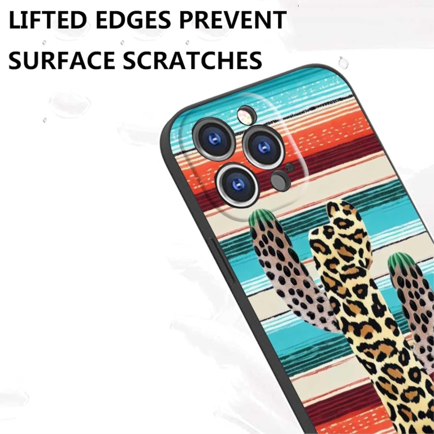 Funda compatible con iPhone 14 Pro Max Western, turquesa occidental, cactus leopardo, guepardo, vaquera, rayas mexicanas, serape vaquero, para