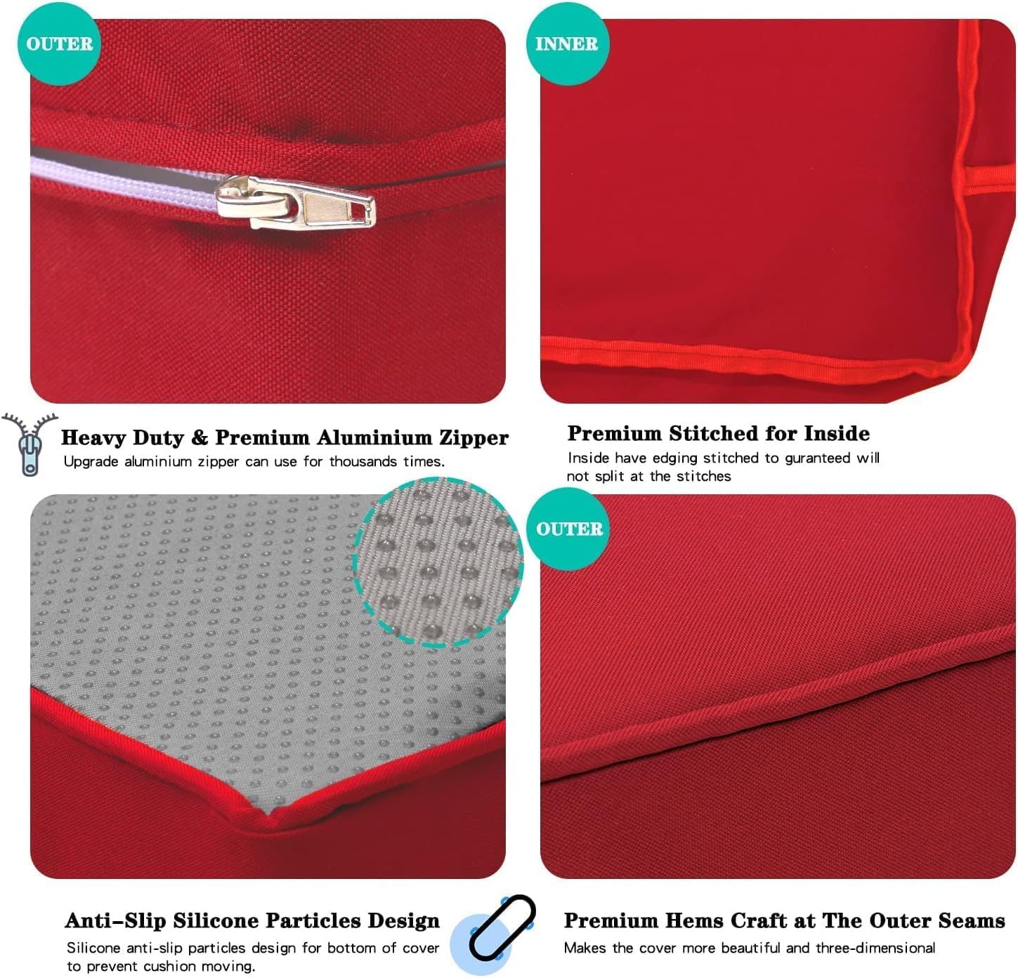 ClawsCover Juego de 2 fundas de repuesto para asiento y respaldo de exteriores para muebles de patio, sofá seccional, duradero, sin decoloración,