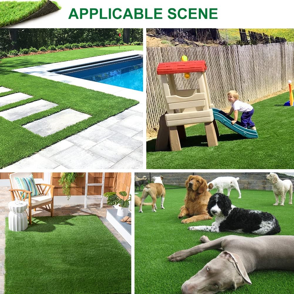 Césped artificial de 5 x 8 pies, 0.8 pulgadas de grosor, alfombra de césped sintético realista de altura suave para exteriores, mascotas, perros,