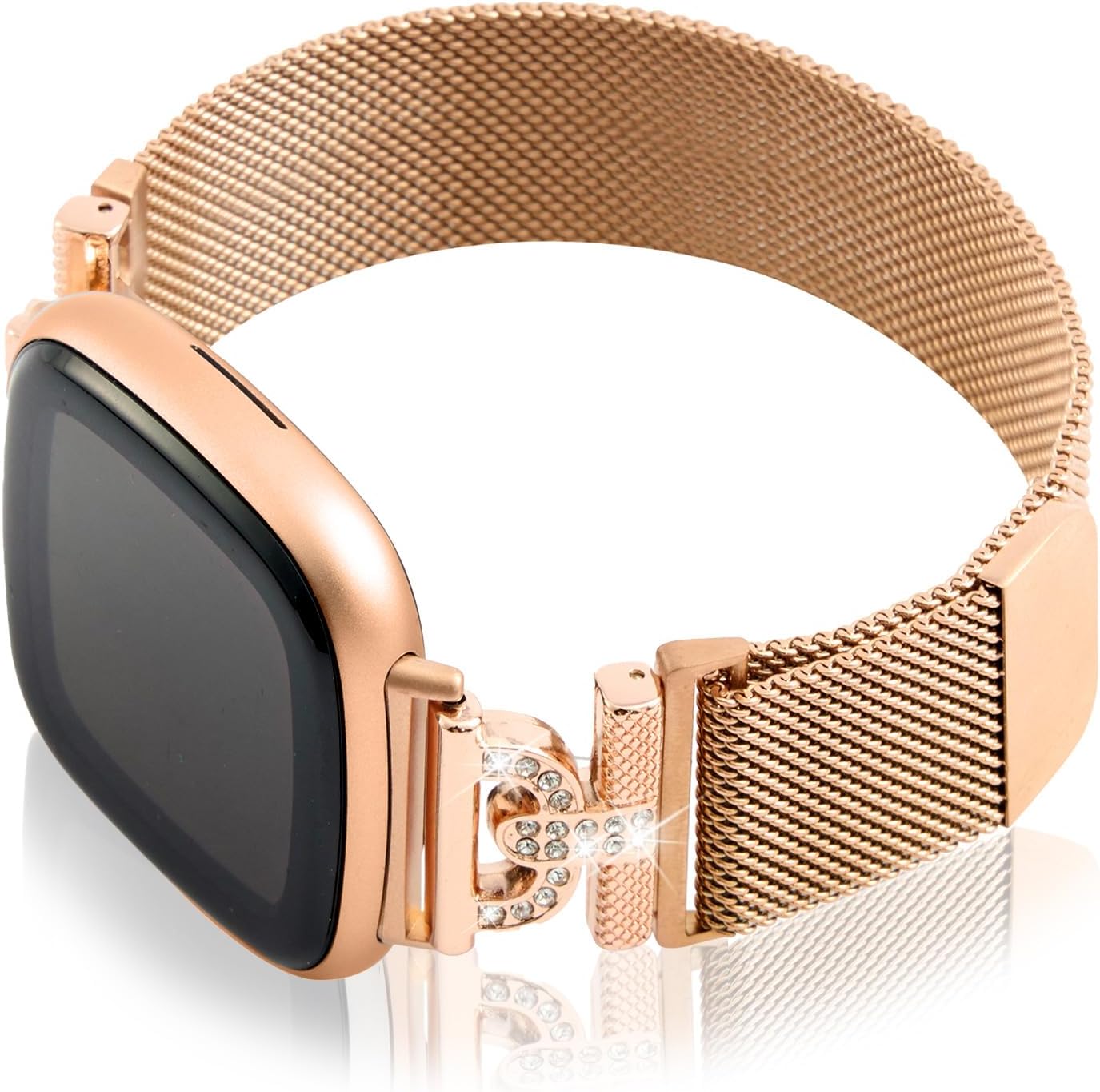 Bandas magnéticas compatibles con Fitbit Sense 2Fitbit Versa 4Fitbit SenseFitbit Versa 3, correa de malla de acero inoxidable, pulsera ajustable de