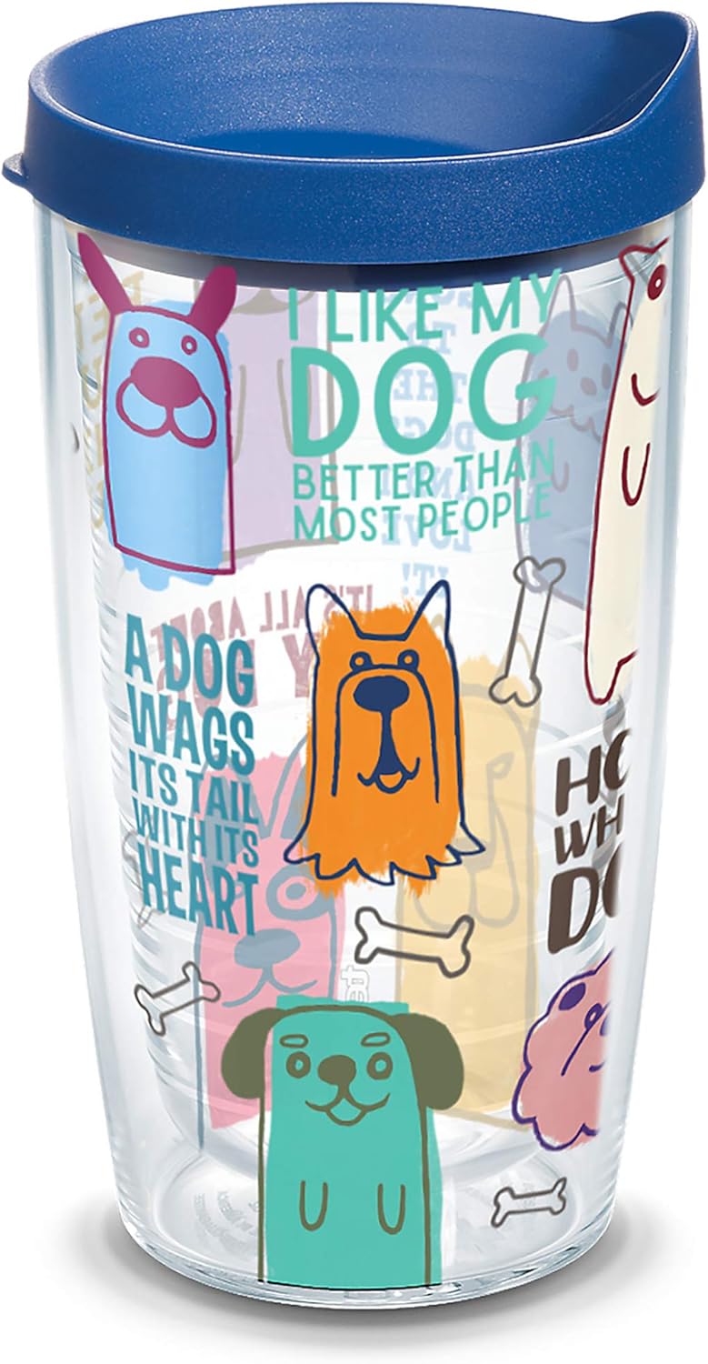 Tervis Vaso térmico de doble pared con aislamiento de Dog Sayings hecho en Estados Unidos mantiene las bebidas frías y calientes, 16 onzas, clásico