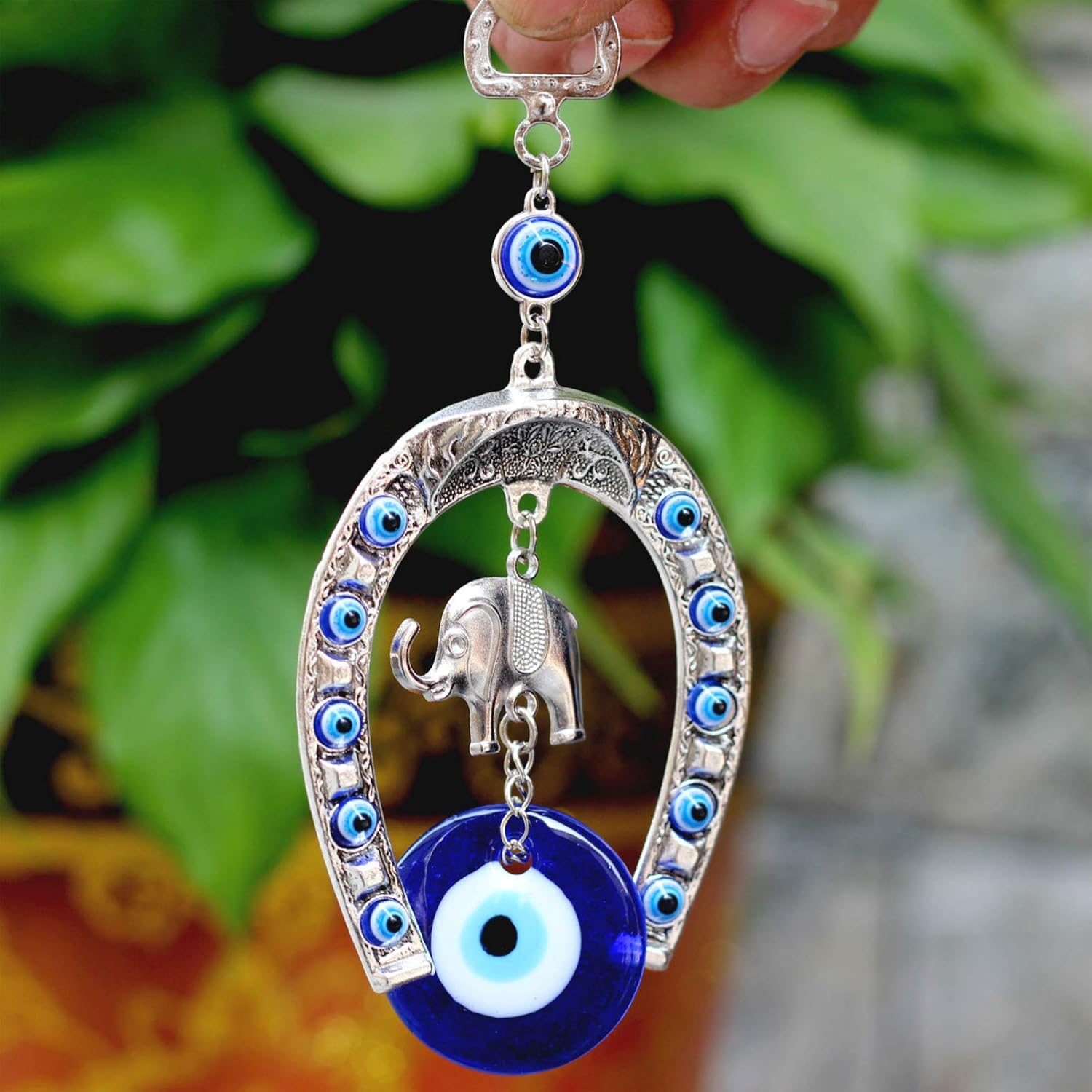 Artibetter 2 piezas de dije de ojo azul para ventana, decoración del tablero de instrumentos de vidrio, decoración del hogar, amuleto de ojo turco,