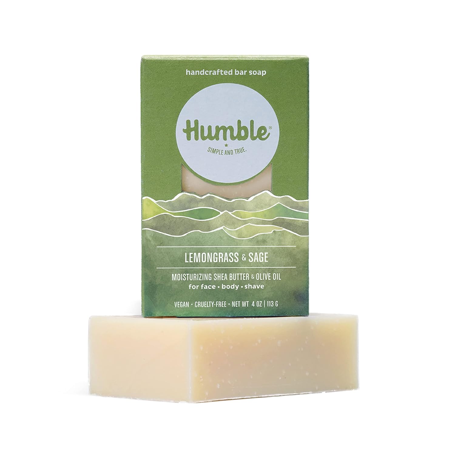 HUMBLE BRANDS – Jabón en barra hecho a mano, barras de jabón orgánico procesado en frío, limpiador hidratante facial y corporal, hierba de limón y