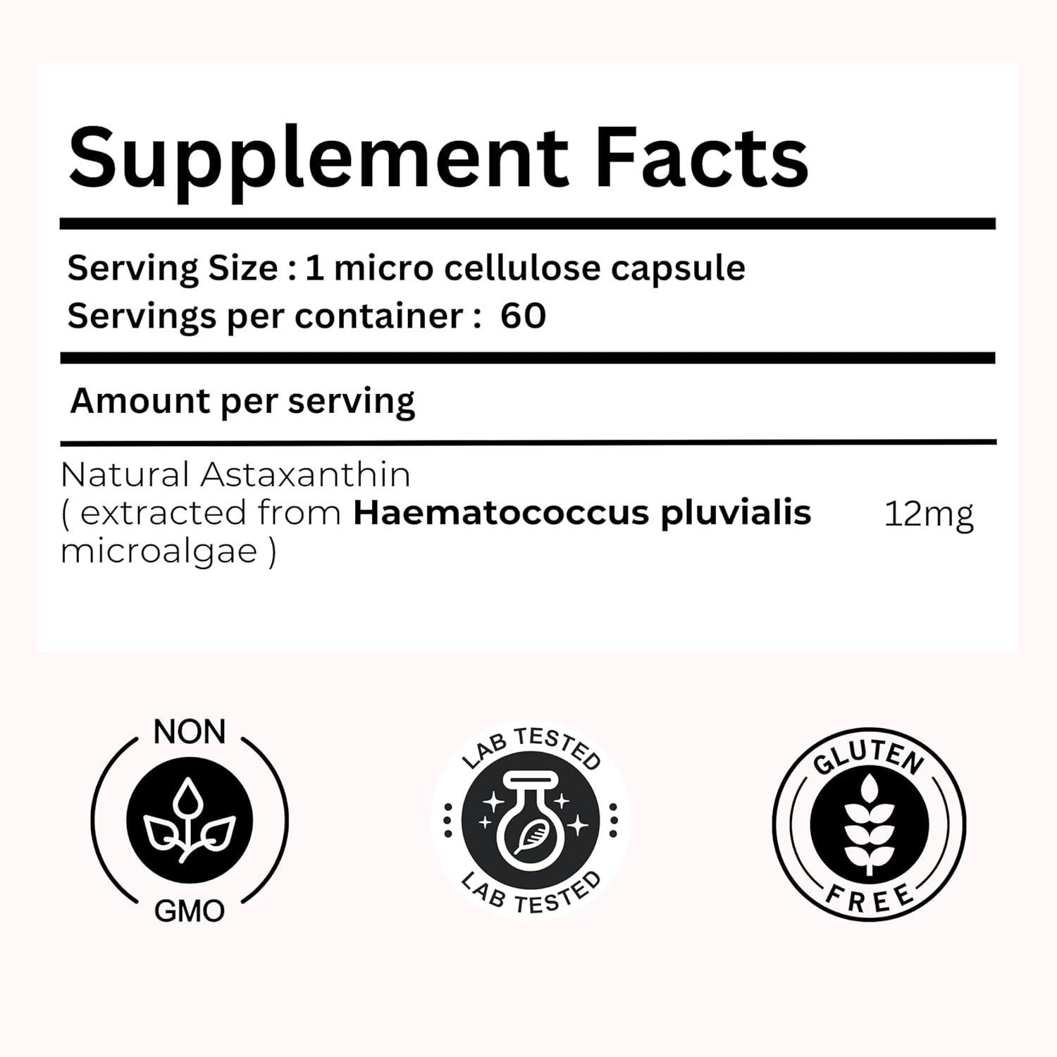 Astaxantina natural 12 mg (60 cápsulas vegetarianas) – Extraída de microalgas