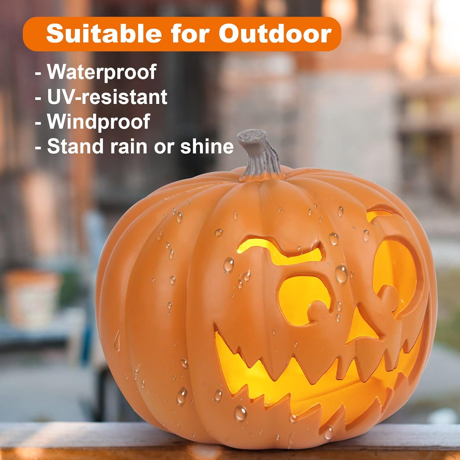 Farol Jack O con luz de calabaza de Halloween, luces de calabaza preiluminadas para porche de Halloween, fiesta, puerta delantera, chimenea,