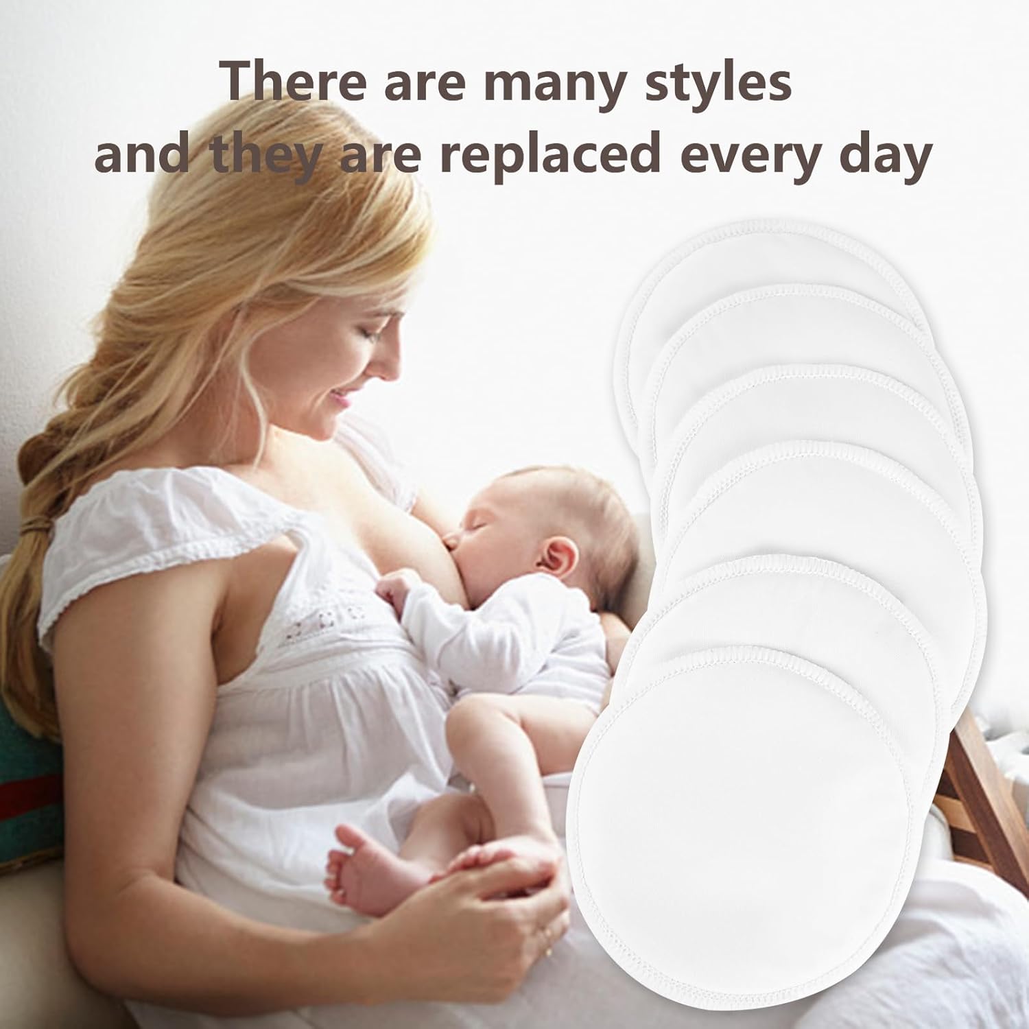 Almohadillas orgánicas para lactancia materna, paquete de 6 almohadillas posparto reutilizables y lavables para lactancia materna y maternidad, con