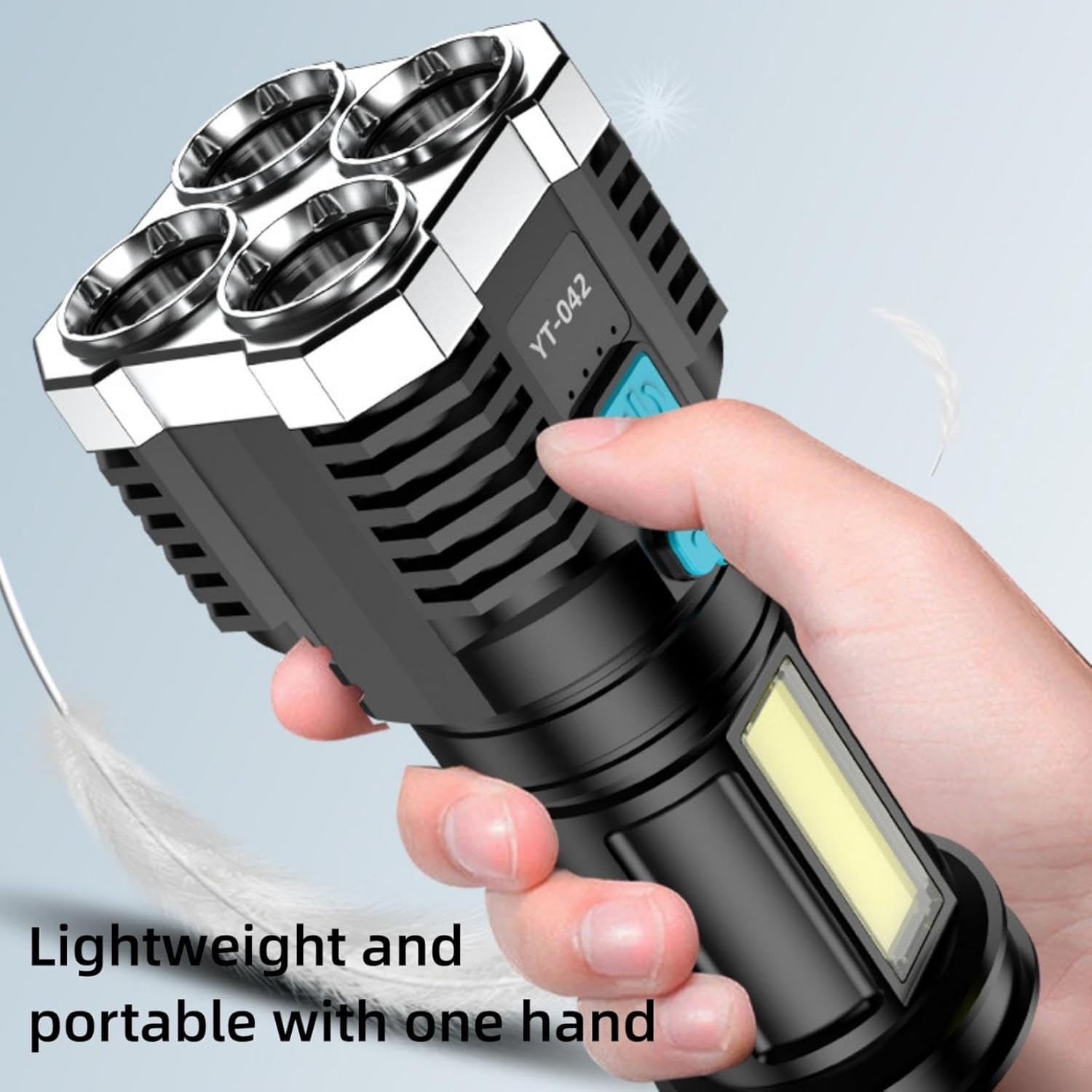 4 LED de mano para exteriores de 1000 lúmenes, funciona con batería de 1200 mAH, Tactic-al – Potente linterna recargable de largo alcance de hasta