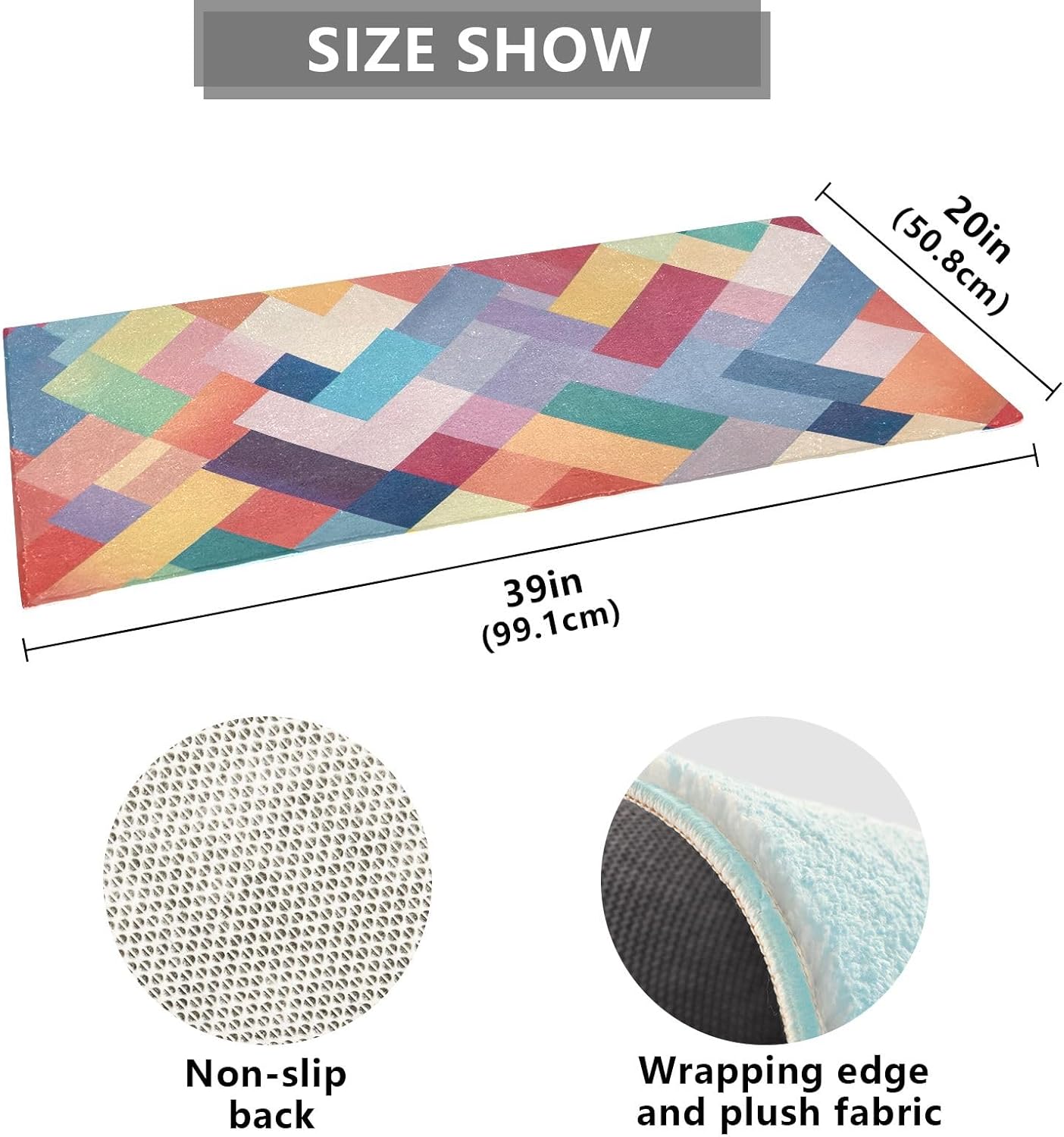 Tapetes de baño absorbentes con patrón geométrico abstracto, cómodas alfombras de baño antideslizantes, duraderas y suaves, 39 x 20 pulgadas