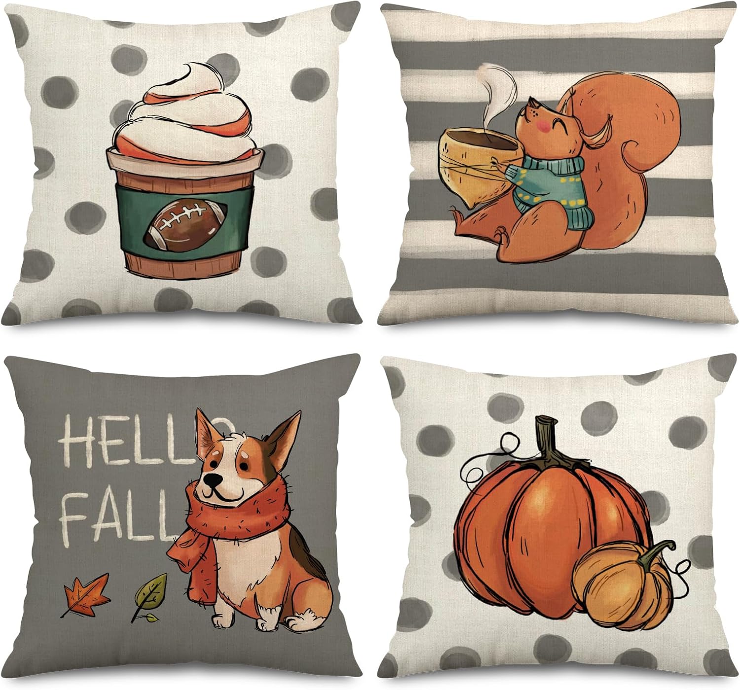 AnyDesign – Fundas de almohada de otoño con diseño de calabaza, funda de cojín decorativa para cosecha, granja, Acción de Gracias, hogar, oficina,
