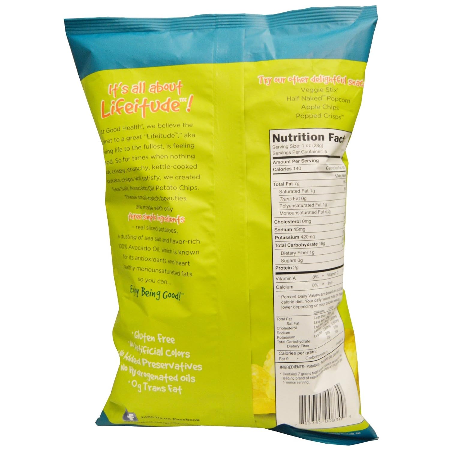 Good Health Natural Foods, Chips de hervidor, aceite de aguacate, sal marina, 5 onzas (paquete de 2)