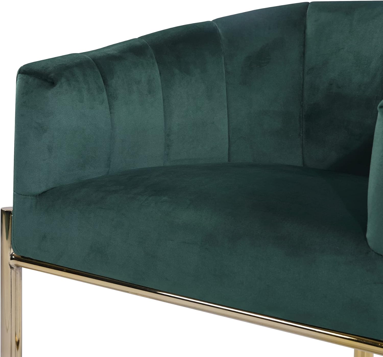 Iconic Home Cyrene – Taburete para mostrador, tapizado de terciopelo, diseño de carcasa de brazo de refugio, 3 patas, tono dorado, base de metal