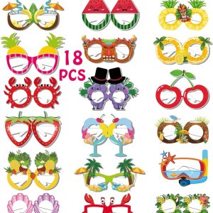 Lessgel – Gafas hawaianas de 18 estilos para recuerdos de fiesta, decoración tropical de fiesta en la piscina, divertidas gafas de sol de papel, Lessgel – Gafas hawaianas de 18 estilos para recuerdos de fiesta, decoración tropical de fiesta en la piscina, divertidas gafas de sol de papel,