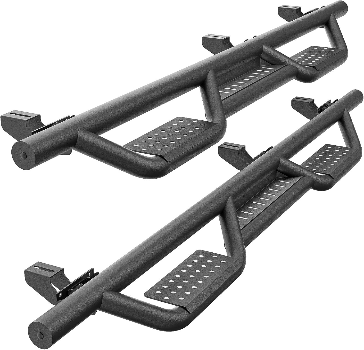 SUORTO – Estribos de dos escaleras laterales compatibles con Jeep Gladiator JT 2020, 2021, 2022, 2023, 2024, 4 puertas, barras Nerf de acero