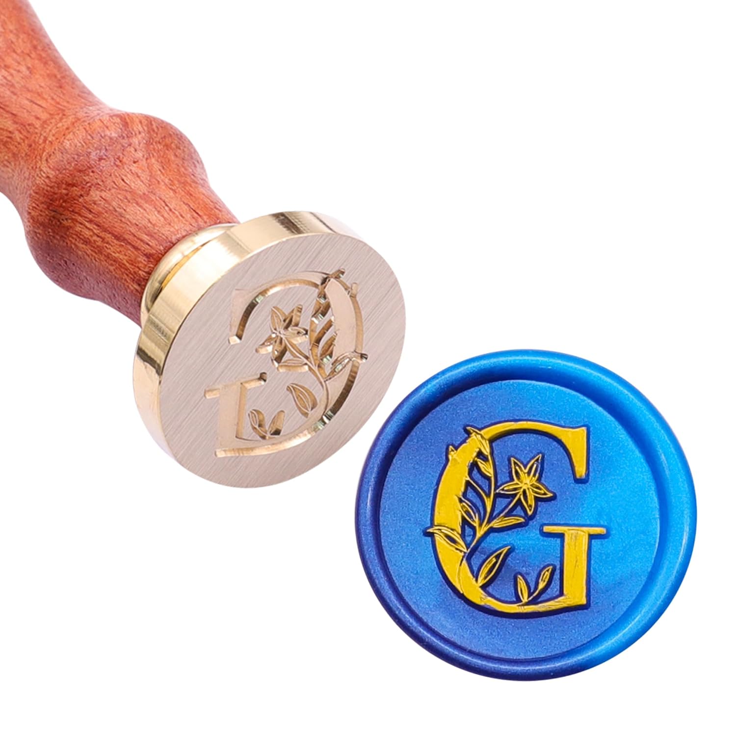 SWANGSA Kit de sello de cera del alfabeto G, elegante sello de sellado de letras florales botánicas con 200 cuentas de cera de sellado (G)