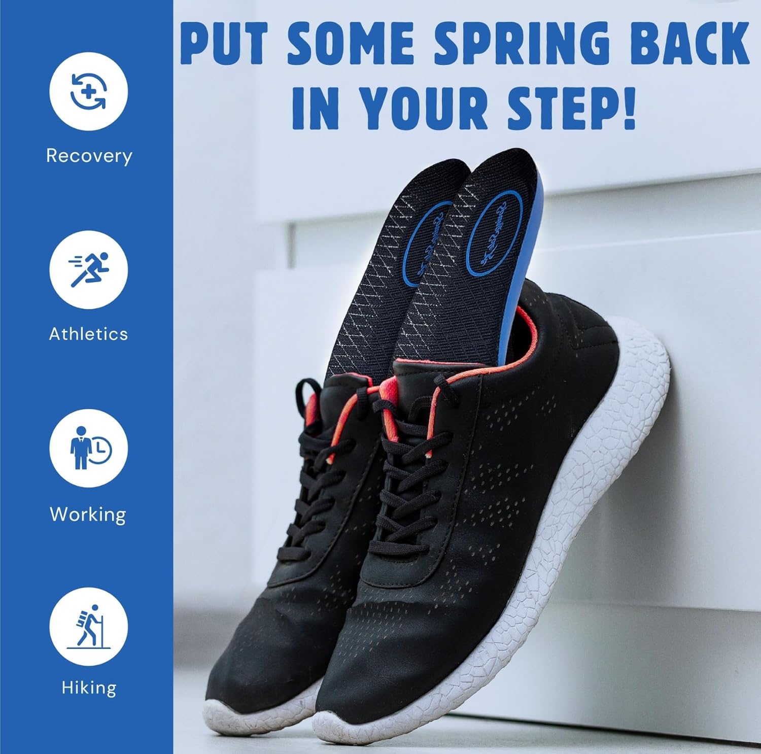 SpringSole Plantillas de zapatos de fibra de carbono para hombres y mujeres con soporte ergonómico de arco ortopédico, estabilidad elevada del pie