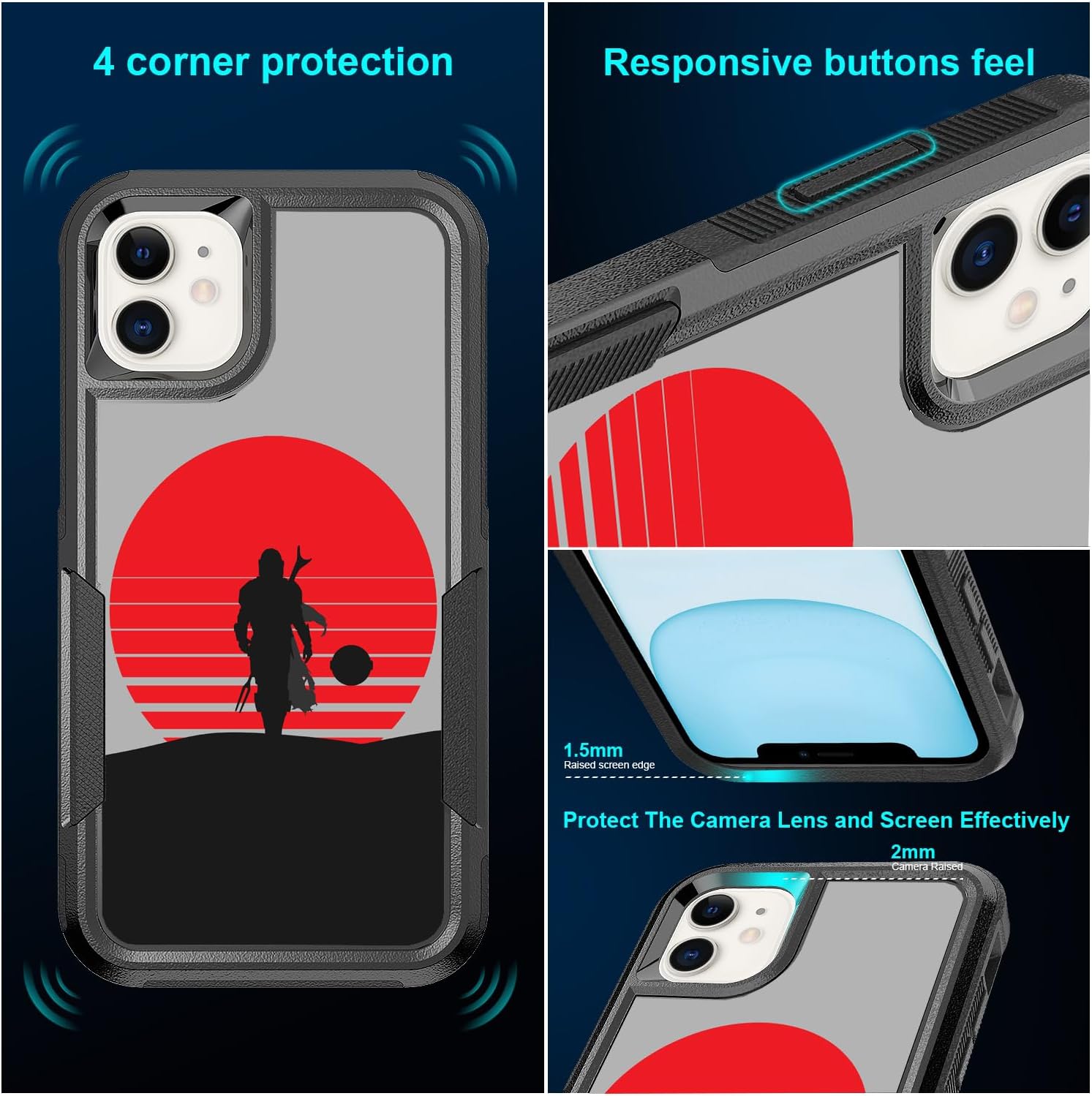 Funda para iPhone 11, iPhone 11, resistente 360 cuerpo completo, protección a prueba de golpes, plástico duro+goma de silicona híbrida funda