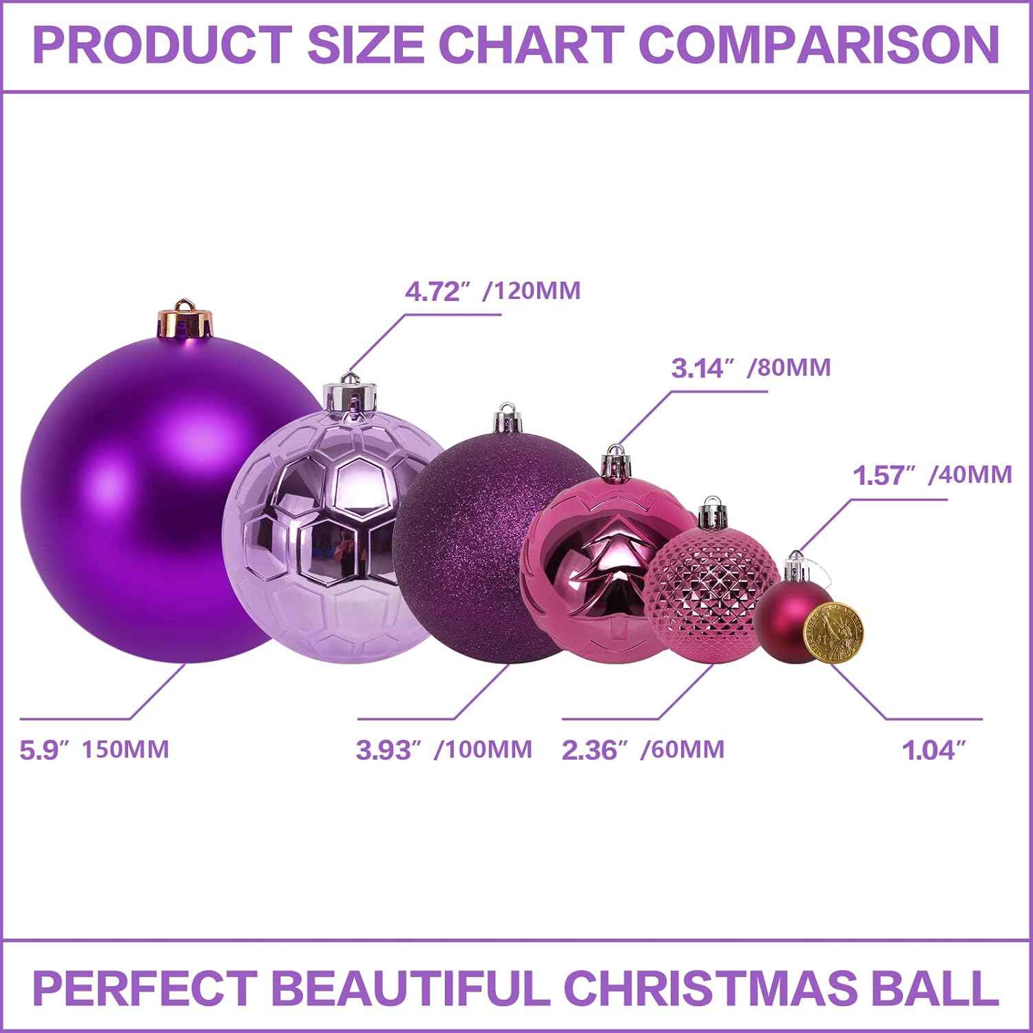 SY Super Bang Adornos de Navidad extra grandes de 5.91″ (150 mm) juego de bolas gigantes decoraciones inastillables para festividades fiestas Acción