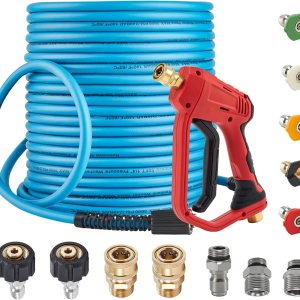 Pistola y manguera de lavado a presión, manguera flexible de 50 pies y 14 pulgadas, con conexión rápida M22 de 0.551 in a 38 pulgadas Pistola y manguera de lavado a presión, manguera flexible de 50 pies y 14 pulgadas, con conexión rápida M22 de 0.551 in a 38 pulgadas