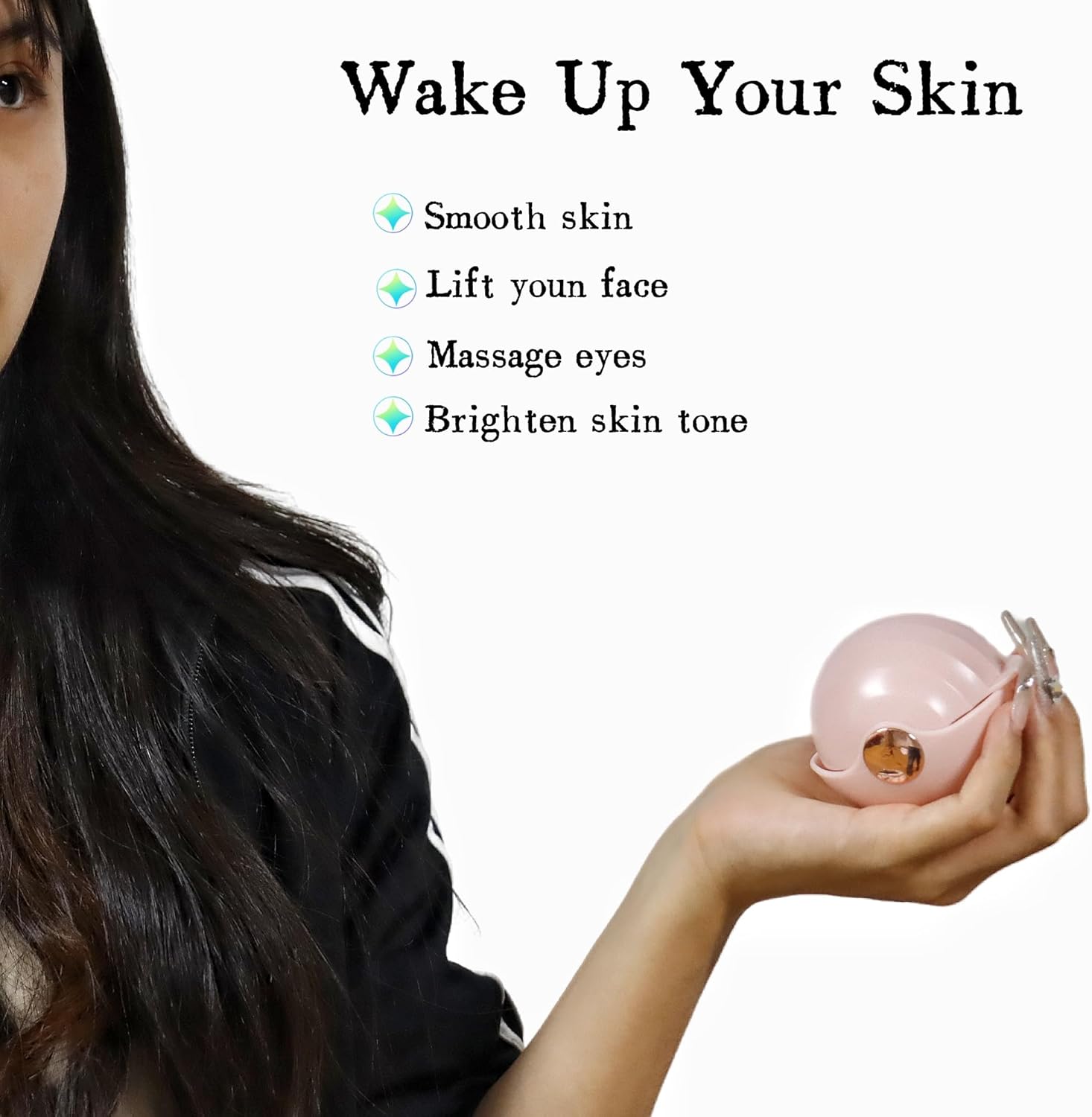 Rodillo de hielo y herramientas faciales Gua Sha, rodillo de hielo para cara, ojos, reduce la hinchazón, alivio del dolor de migraña (conjunto,
