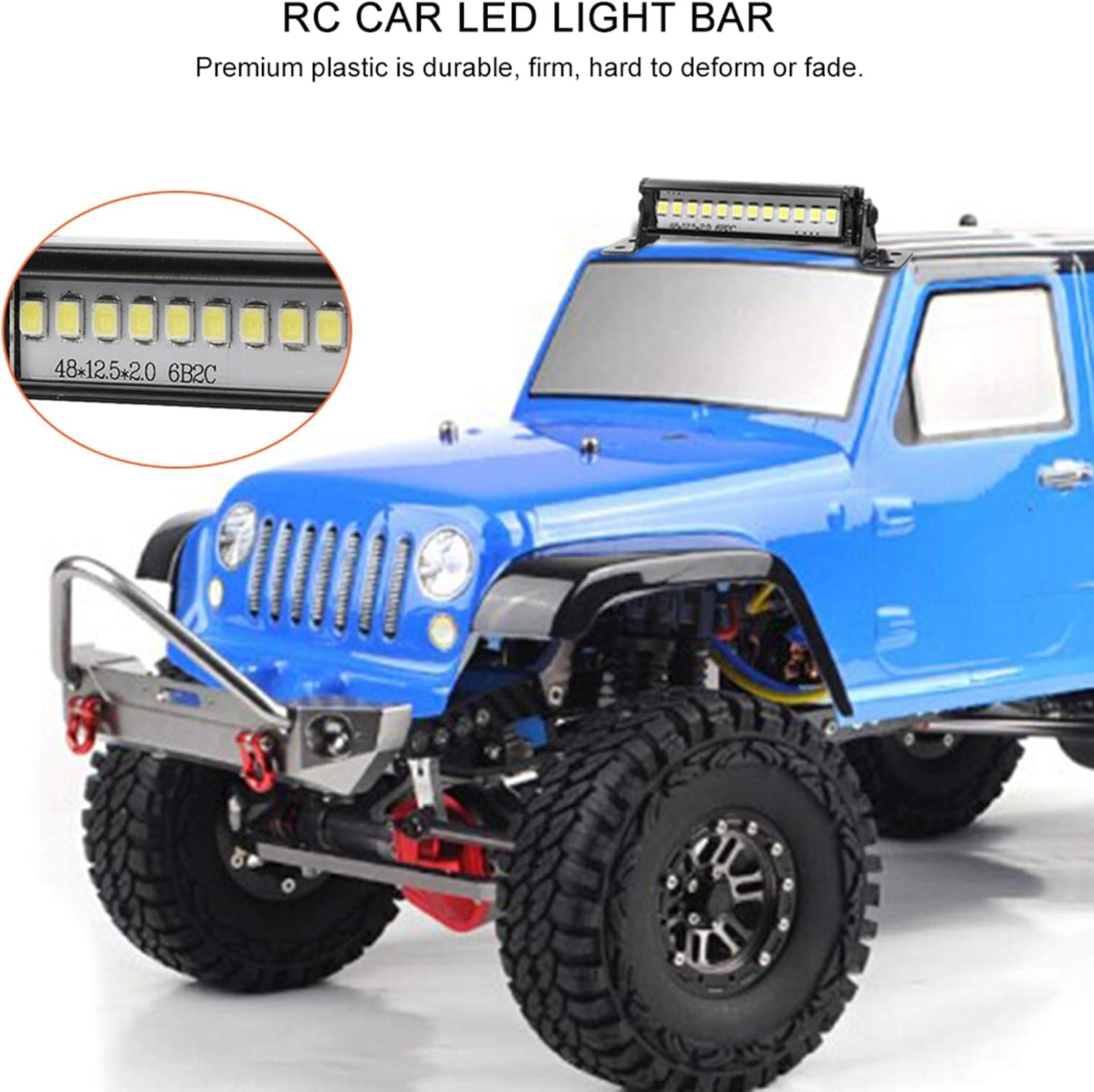 Tbest Barra de luz LED RC, 2.165 in RC Crawler LED Light Bar LED Lámpara 110 RC Parte del coche para TRX4 90046 90048 SCX10 Accesorio de modelo de
