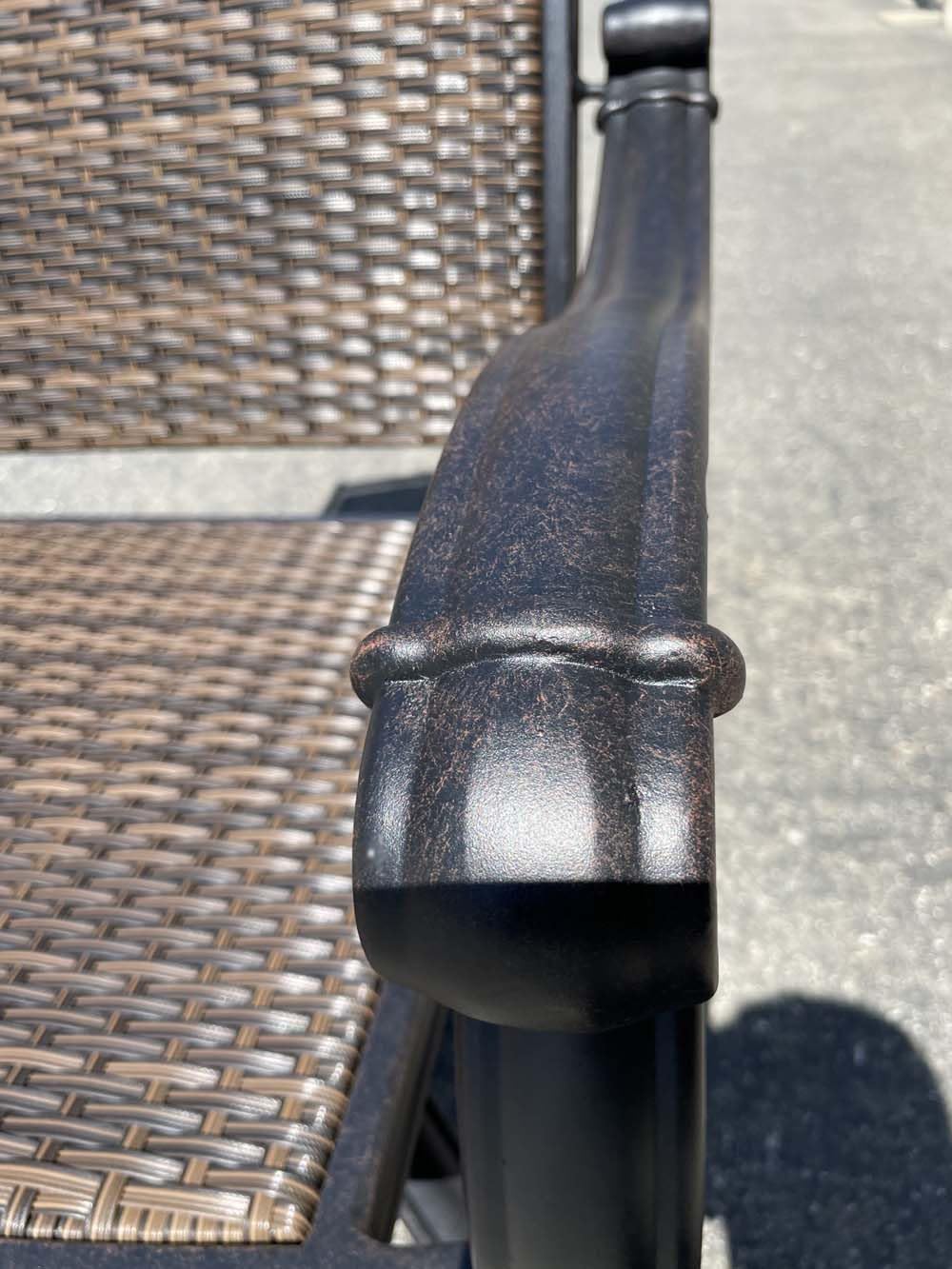 Santa Clara juego de 4 sillas mecedoras y giratorias de comedor, para patio, aluminio fundido macizo en bronce oscuro