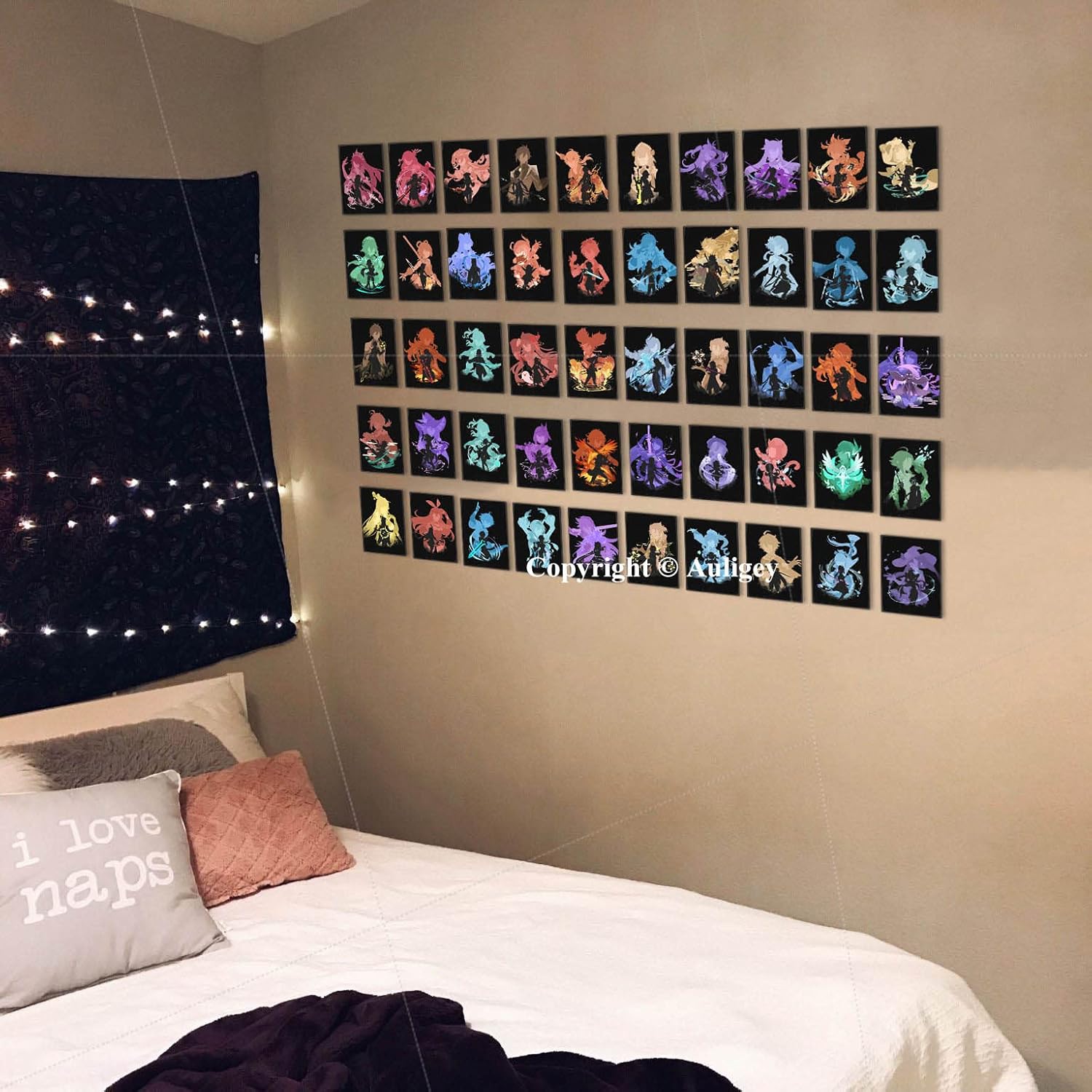 Genshin Kit de collage de pared para decoración de dormitorio, póster estético de anime, regalo para adolescentes y niñas, regalo para entusiastas