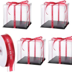 uxcell Caja transparente para tartas, 4 piezas de 10 x 10 x 10 pulgadas, cajas altas para pasteles con cinta para embalaje de pasteles de 8 uxcell Caja transparente para tartas, 4 piezas de 10 x 10 x 10 pulgadas, cajas altas para pasteles con cinta para embalaje de pasteles de 8