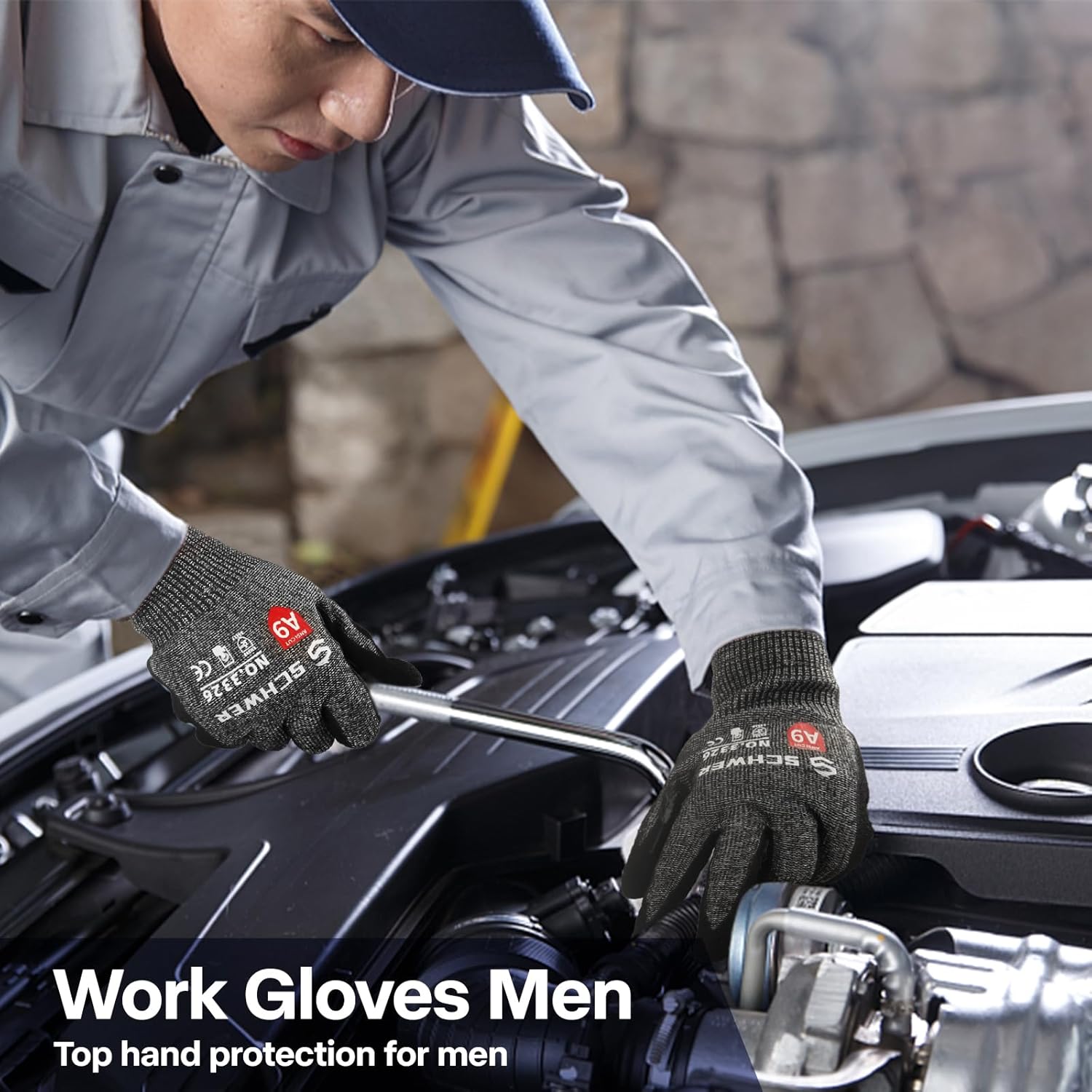 Schwer Guantes de trabajo resistentes a cortes de más alto nivel para protección extrema, guantes de trabajo ANSI A9 con revestimiento de nitrilo