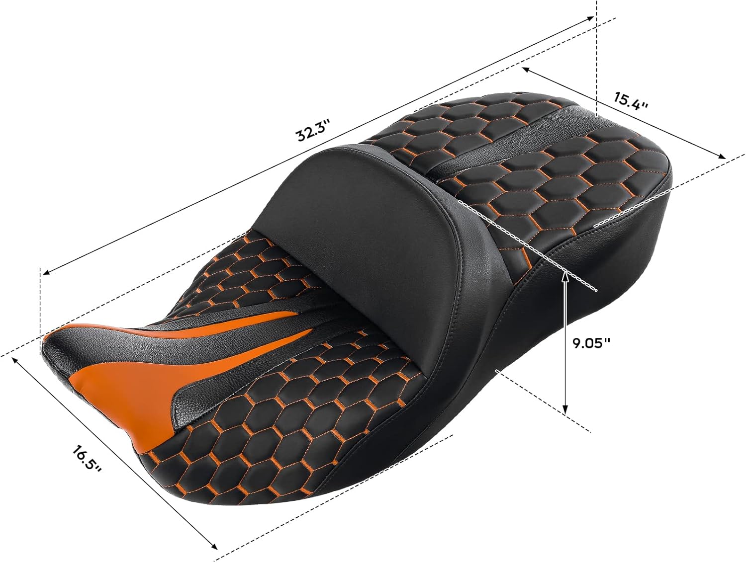 SLMOTO Asiento de pasajero tipo hamaca para motocicleta, Bagger Comb, para Harley Touring Road Glide FLTRX 2009 y posteriores, para Road Glide