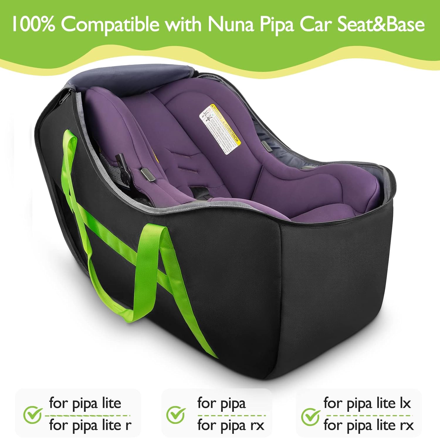 YOREPEK Bolsa de viaje para asiento de automóvil infantil compatible con todos los asientos y bases de automóvil Nuna Pipa, Chicco KeyFit 30 y base,