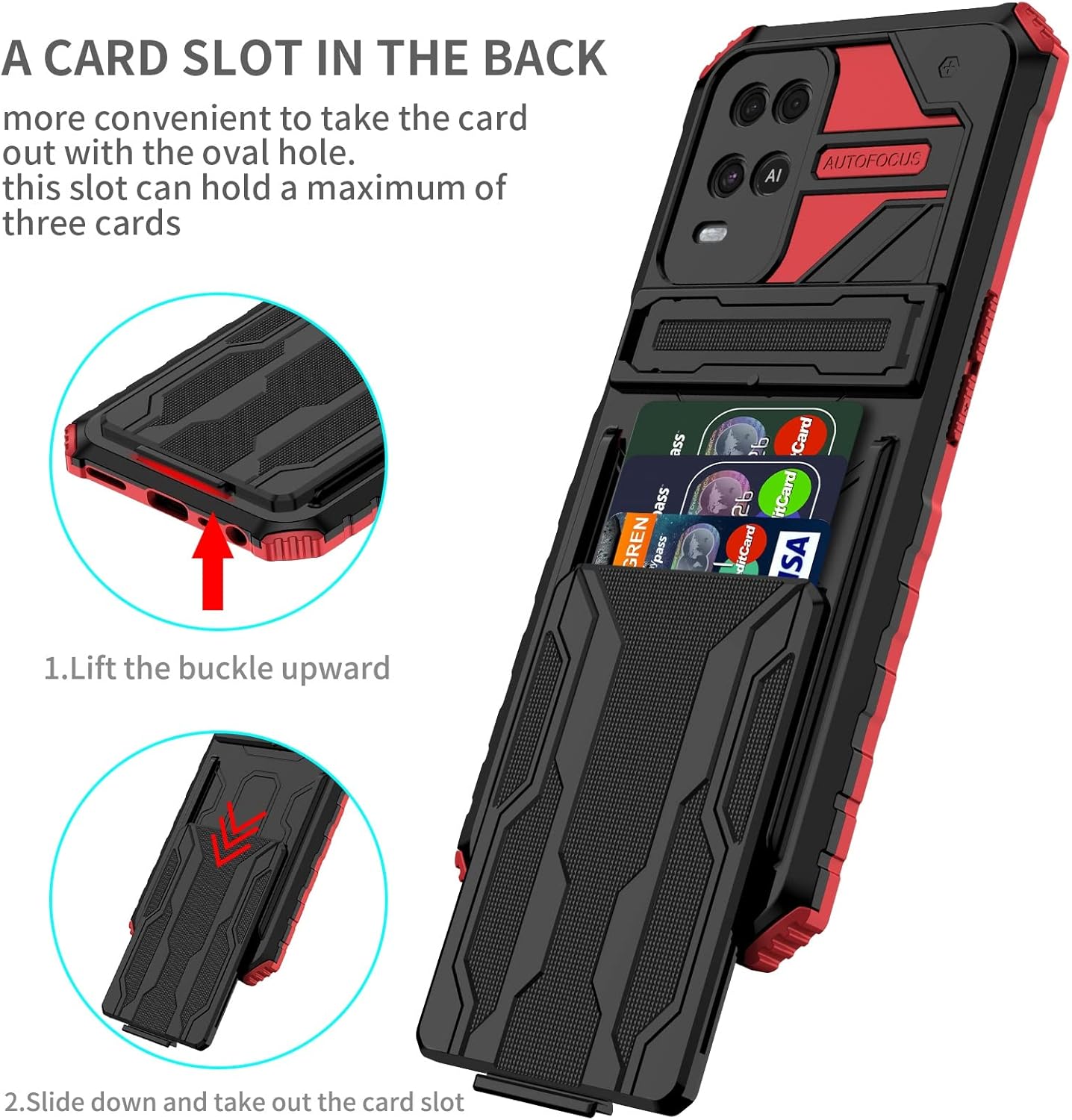 Phone Case For OPPO A54 Case with Stand for Card Packs, Quality Military Protection, Phone Planner Portion with Shock Proof for OPPO A54 ( Color