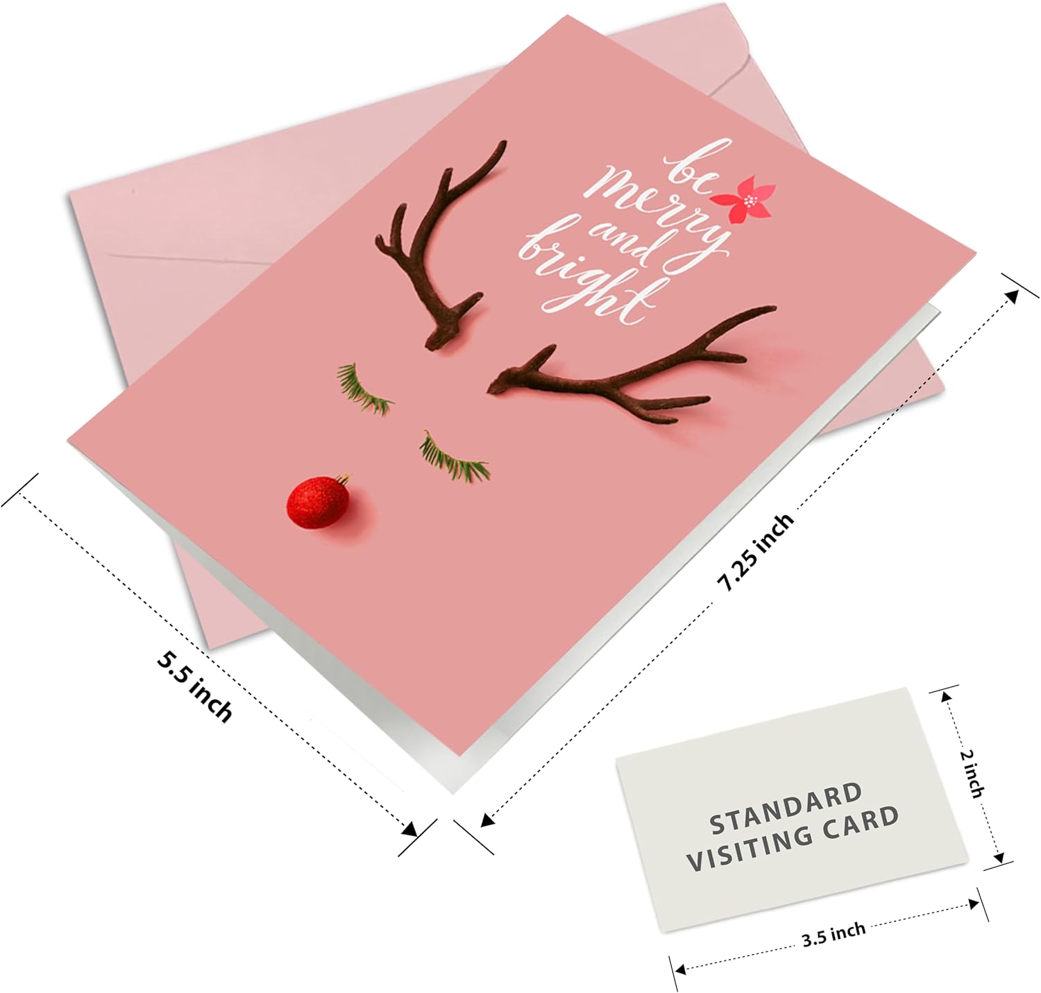 240 tarjetas de felicitación de Navidad con sobres, 6 diseños surtidos de 4 unidades con puntos UV de alto brillo, tarjetas de Navidad de 7.25 x 5.5