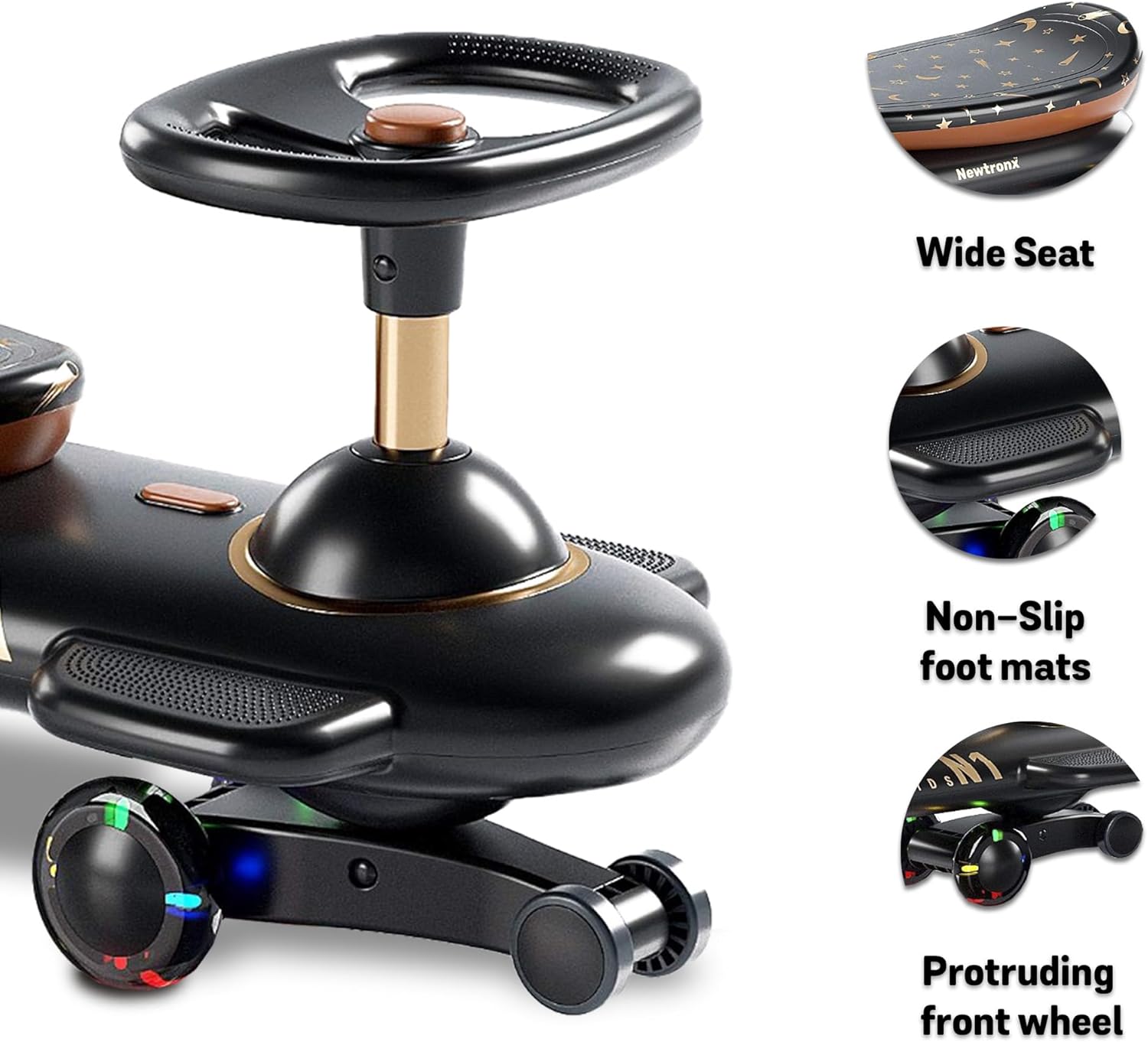 N1 Wiggle – Auto oscilante para niños, juguete de montar con ruedas LED intermitentes, sin baterías, utiliza giro, giro, movimiento de movimiento