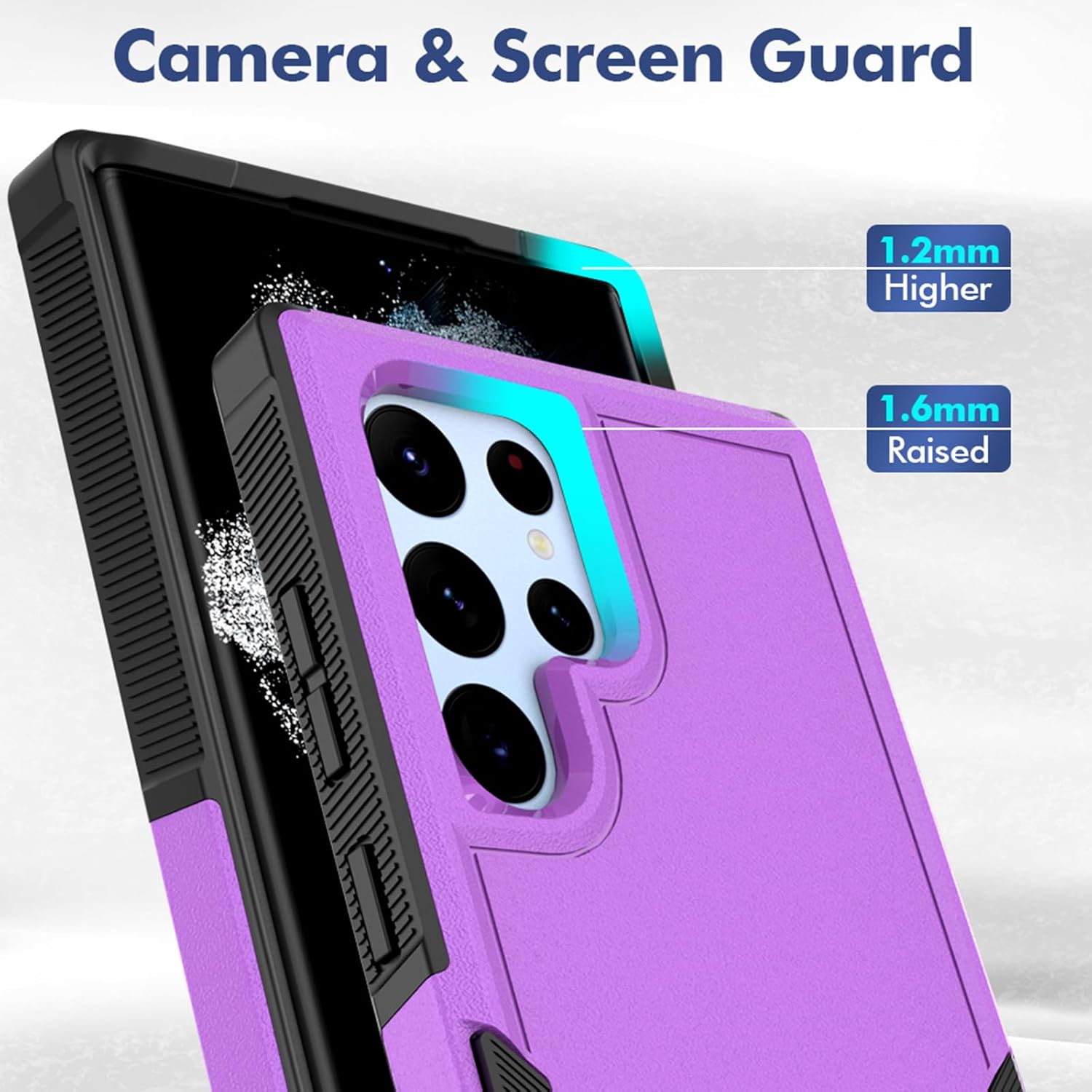 Funda para Samsung Galaxy S22 Ultra funda protectora de doble capa resistente para teléfono celular, a prueba de golpes, con protector de pantalla,