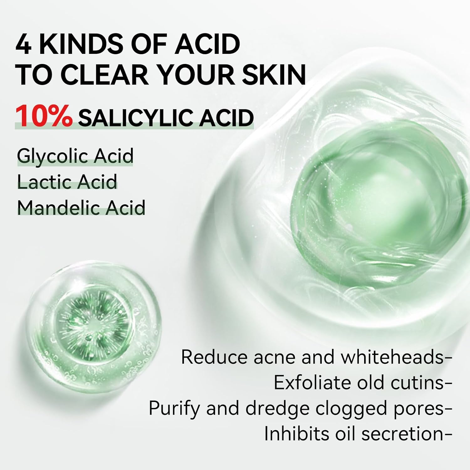 Suero de ácido salicílico al 10%, tratamiento del acné para la cara, 1.0 fl oz1 oz, minimiza los poros, reparación activa de la piel, alivia las