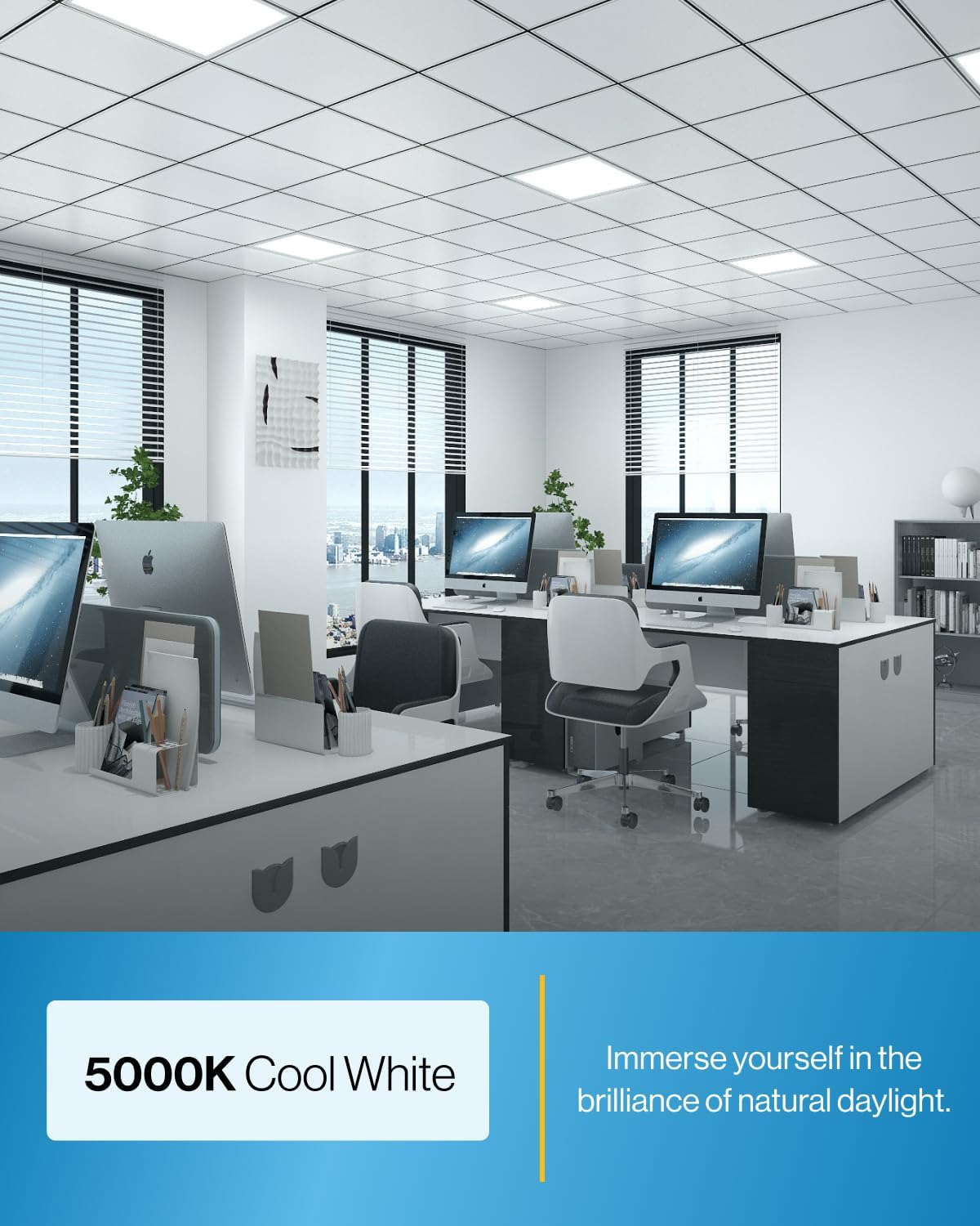 Sunco Lighting Paquete de 10 luces LED de panel plano de 2 x 2 5000 K, 40 W, regulable 0-10 V, 4400 LM, lámpara de repuesto para techo
