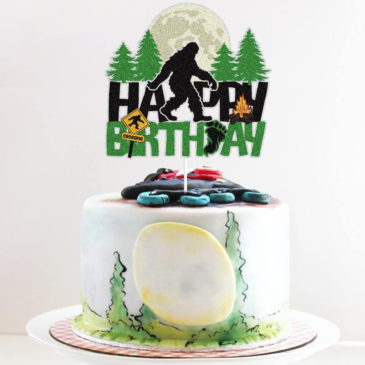 Bigfoot – Decoración para pastel de cumpleaños con temática de Pie grande, decoración de tartas de bosque de selva y selva, suministros de