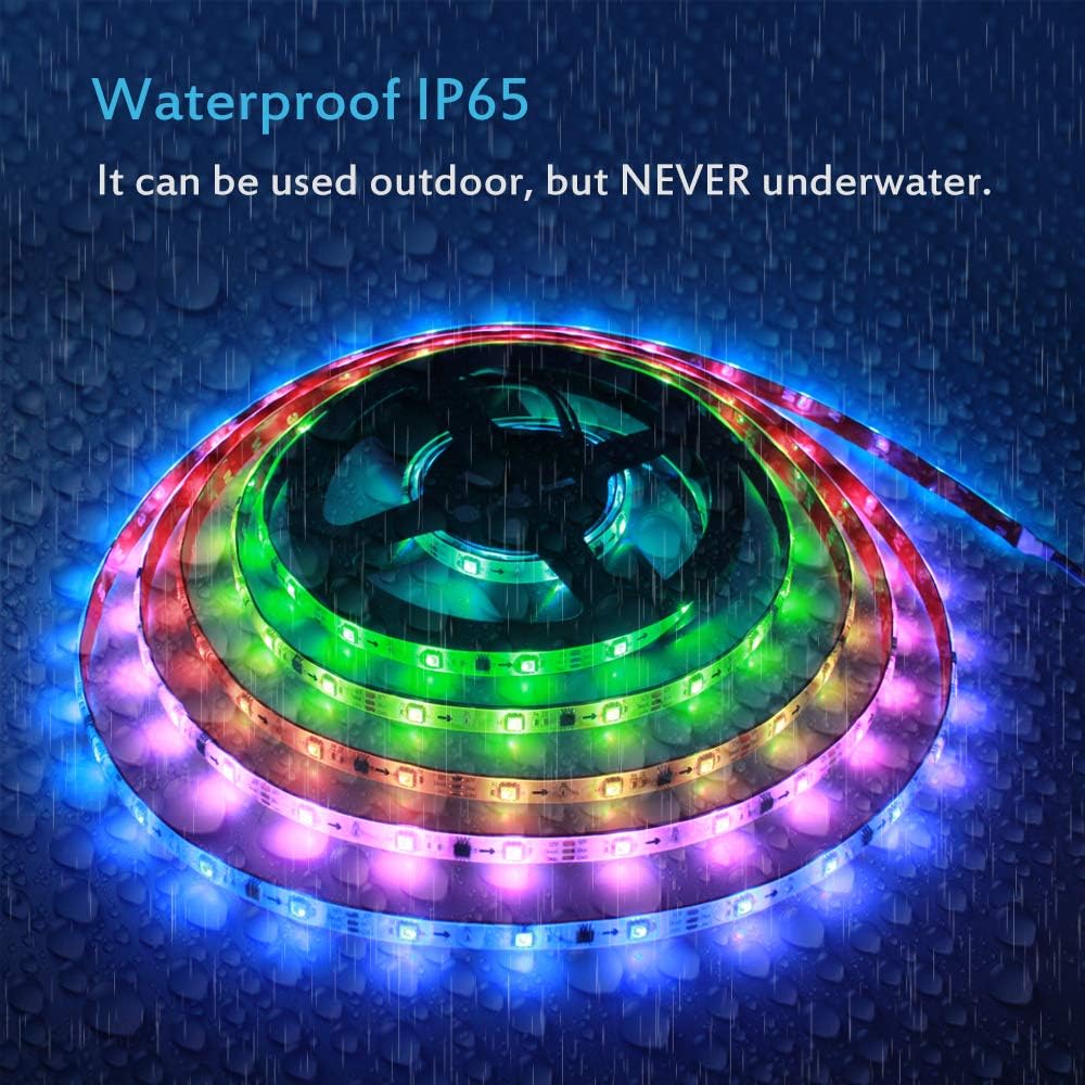 ALITOVE WS2811 – Tira de luces LED RGB direccionable 12 V 16.4ft 150 LED de ensueño programable digital LED Pixel Lights impermeable IP65 con 3M VHB