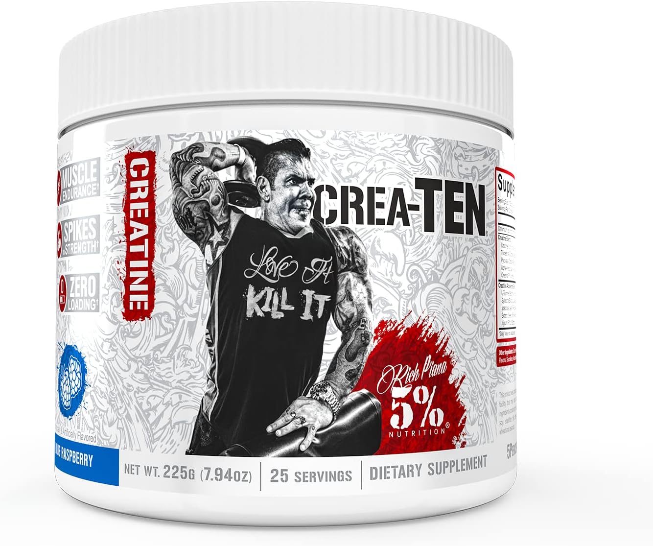 5% Nutrition CreaTEN Creatine Complex + Accelerators  Creatina en polvo saborizada para ganancia muscular  Máxima potencia, fuerza, resistencia y